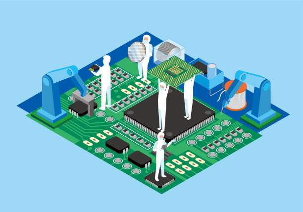 Semiconductor electronic component manufacturing factory isometric image 2 Semiconductor electronic component manufacturing factory isometric image 2 semiconductor stock illustrations