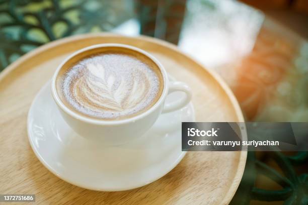 Hot Latte Art Coffee On Table Relax Time Stock Photo - Download Image Now - Caramel, Latte, Art