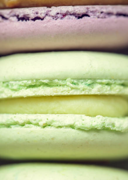 Macarons close-up. Vertical photo.