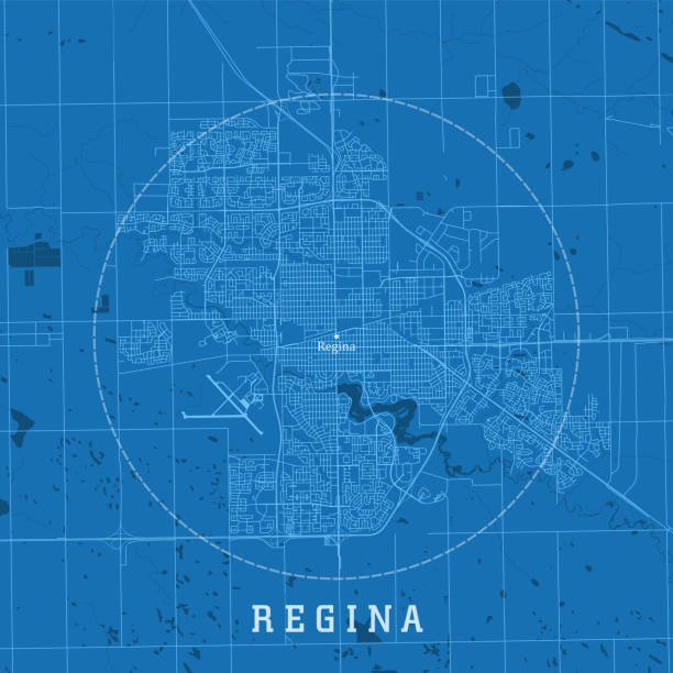 regina sk векторная дорожная карта города синий текст - wascana lake stock illustrations