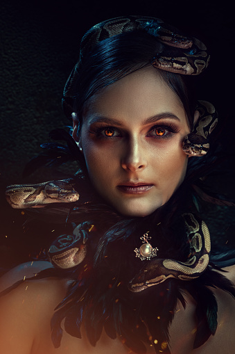 Fantasy portrait of beautiful woman. Medusa Gorgon.
