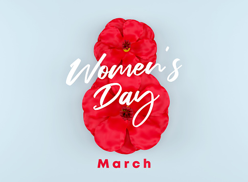 8 March Women's Day With Flowers. International Women’s Day Concept.