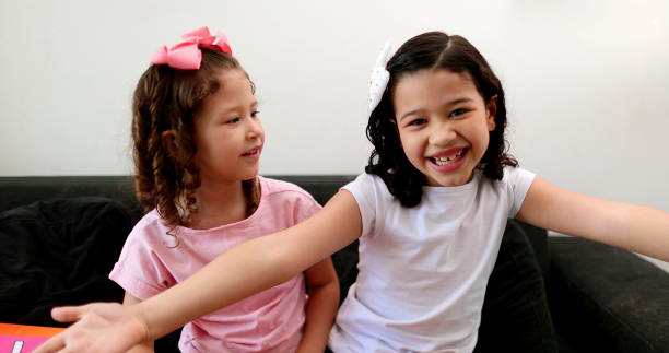 istock Kid influencers interacting and gesturing to camera 1372761963