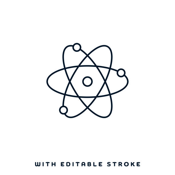 chemische aktionslinie icon design - atom stock-grafiken, -clipart, -cartoons und -symbole