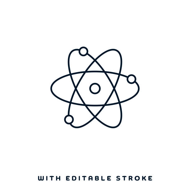 Chemical Action Line Icon Design Chemical action concept graphic design can be used as icon representations. The vector illustration is line style, pixel perfect, suitable for web and print with editable linear strokes. electron stock illustrations