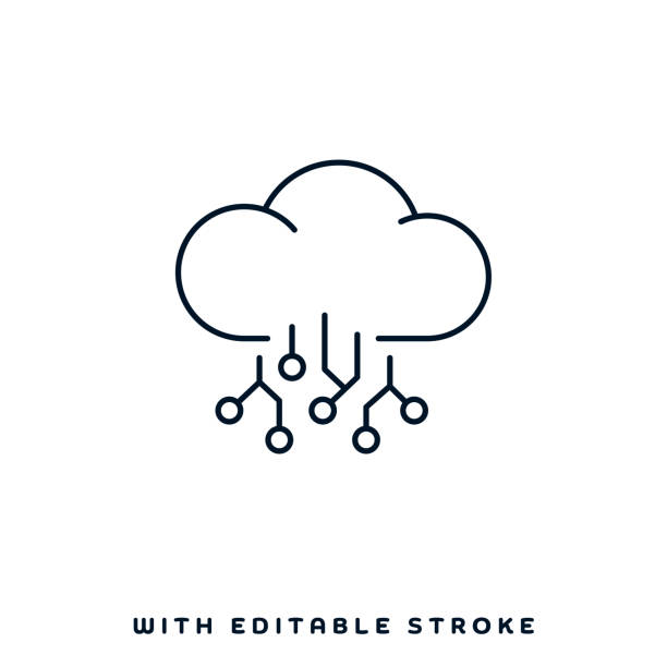 ilustrații de stoc cu design de pictograme pentru linia de partajare bazată pe cloud - cloud computing