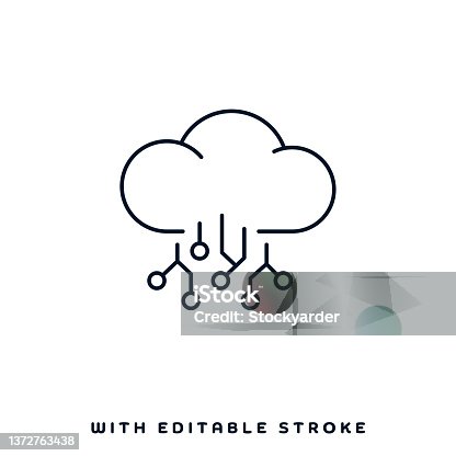 istock Cloud Based Sharing Line Icon Design 1372763438