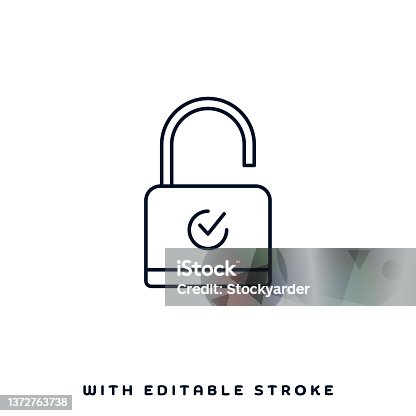istock Security Lock Line Icon Design 1372763738