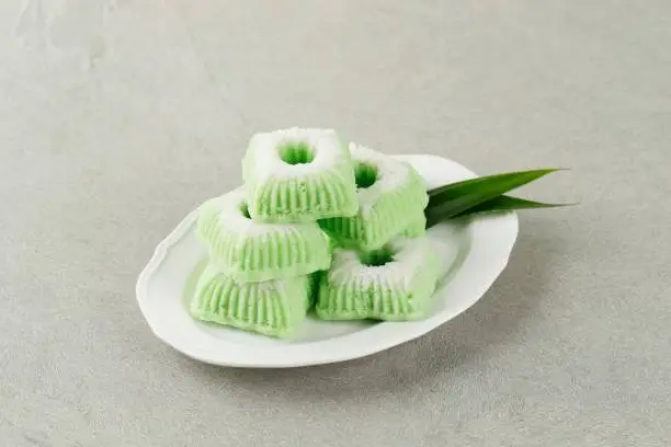 Photo of Kue Putu Ayu Indonesian Traditional Jajan pasar made from Steamed Flour and Grated Coconut Usually Come with Green Color