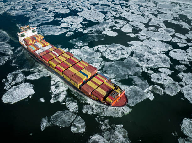 istock Aerial view of a container ship in Canada 1372769780