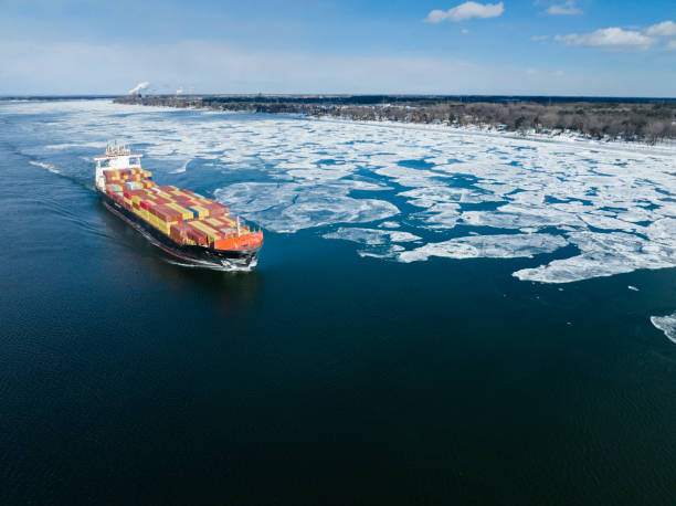 istock Aerial view of a container ship in Canada 1372769812