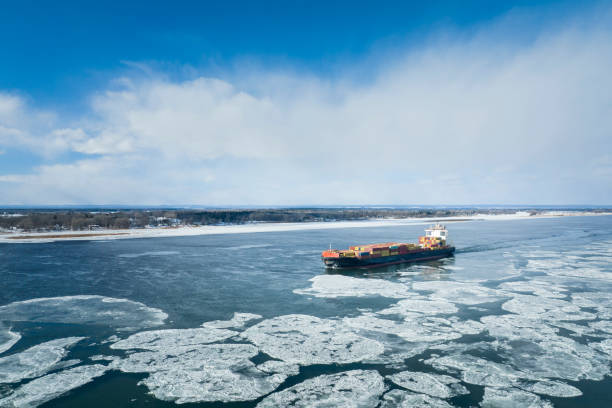 istock Aerial view of a container ship in Canada 1372769840