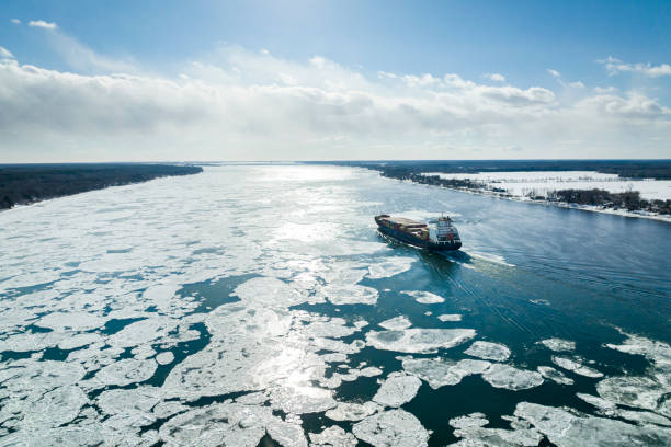 istock Aerial view of a container ship in Canada 1372769882