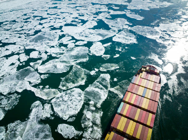 istock Aerial view of a container ship in Canada 1372769884