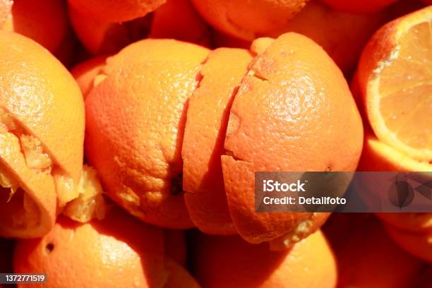 Oranges And Orange Peels Wallpaper Germany Stock Photo - Download Image Now - Color Image, Food, Germany
