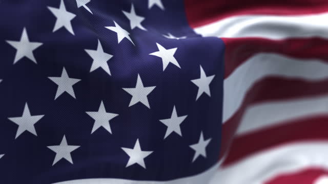 Close up of the national flag of the United States of America waving