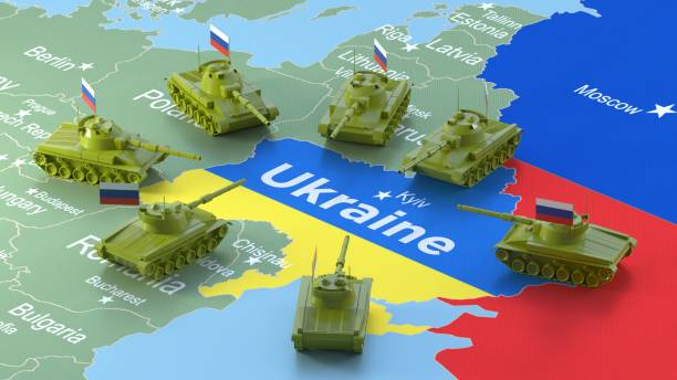 Russia and Ukraine conflict stock photo