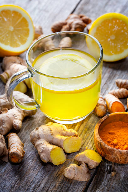 istock Curcuma longa, turmeric and ginger, powder, rhizomes and tea 1372776287