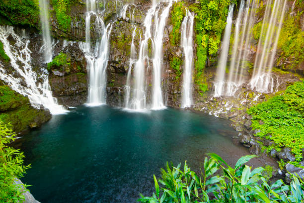Cascade de Grand Galet, Rivière Langevin - Reunion Island landmark. Amazing colors in the water. Saint Joseph.