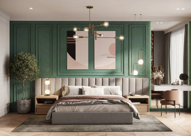 istock Digitally generated image of a classic king size bed in an old apartment 1372779579