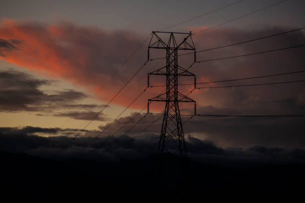 istock Power tower against a dramatic beautiful sunset sky 1372780991