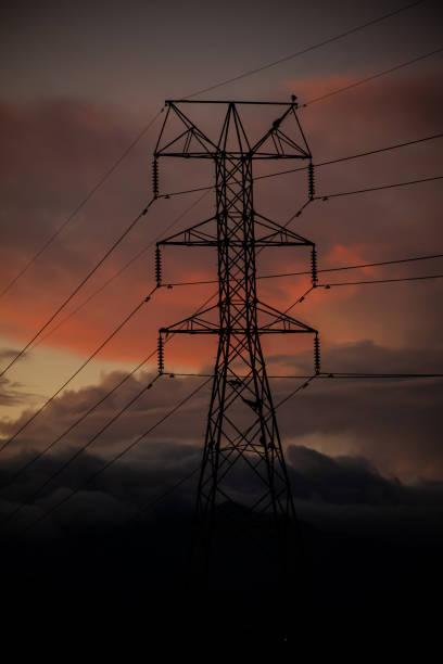 istock Power tower against a dramatic beautiful sunset sky 1372781065