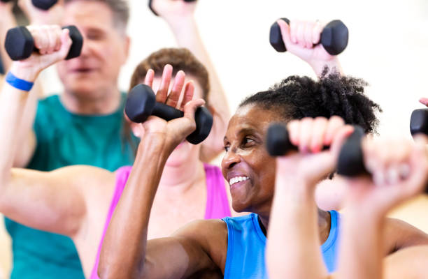 istock Senior African-American woman in exercise class 1372782254