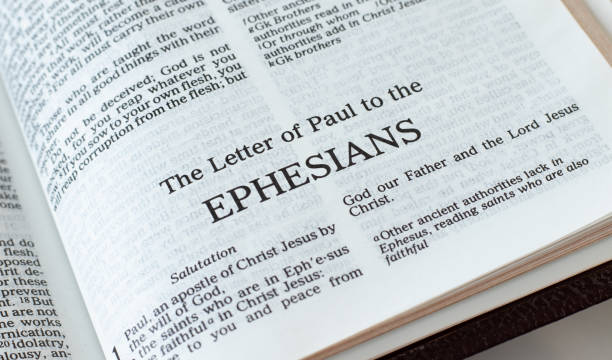 istock Ephesians open Holy Bible Book close-up 1372784712