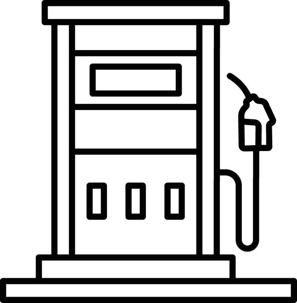 stacja napełniania biogazem vector icon design, symbol ropy naftowej i gazu płynnego, znak ropy naftowej i benzyny, ilustracja giełdowa rynku energii i energii, koncepcja dozownika wodoru - fracking oil rig industry exploration stock illustrations