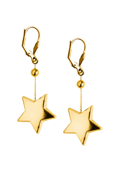 istock Gold earrings isolated 1372787158