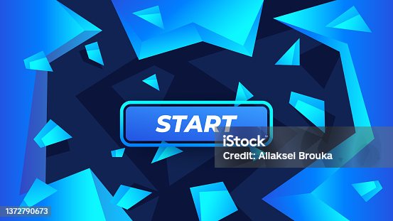 istock Start game button on abstract background with crystals 1372790673
