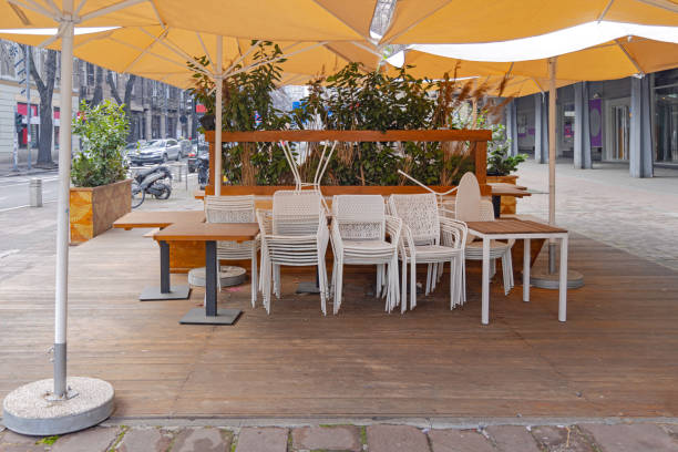 istock Stacked Chairs Restaurant 1372790869