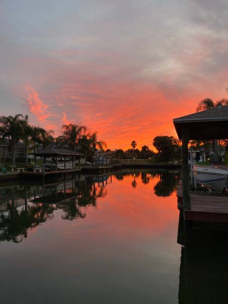 istock Salt water canal sunset 1372791342
