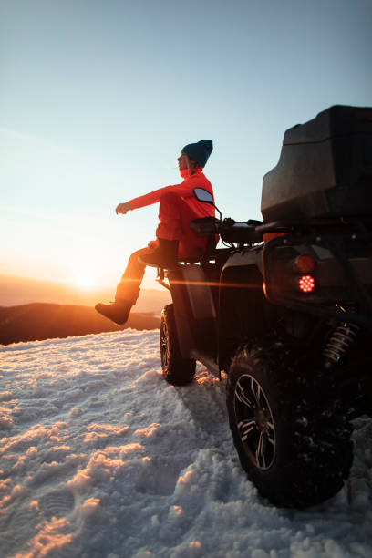 Relaxation after riding atv on mountain