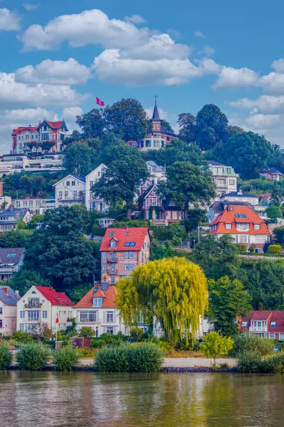 Luxury villas in Blankenese a suburb of Hamburg and close by river Elbe - Germany.