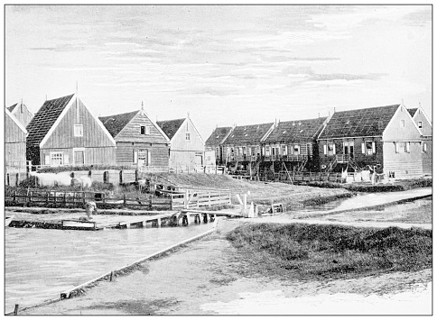 Antique travel photographs of the Netherlands: Scheveningen fishermen's houses