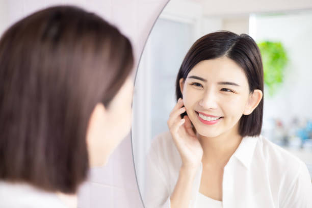 asian woman has good skin