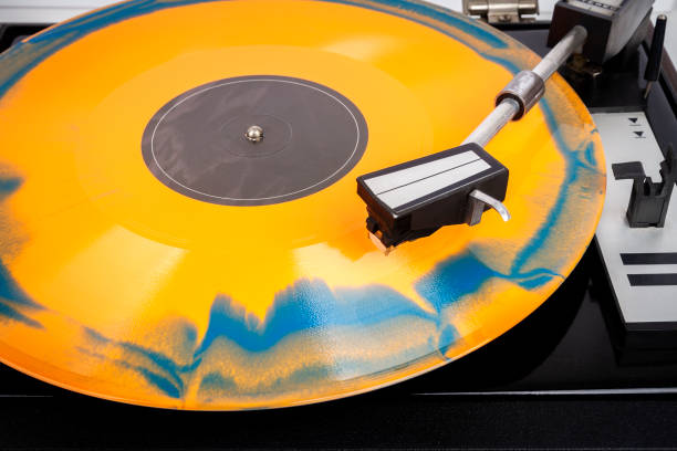 istock Close up of turntable needle on a vinyl 1372802014