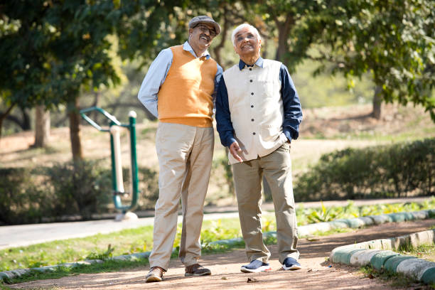 istock Two senior men admiring view at park 1372804121