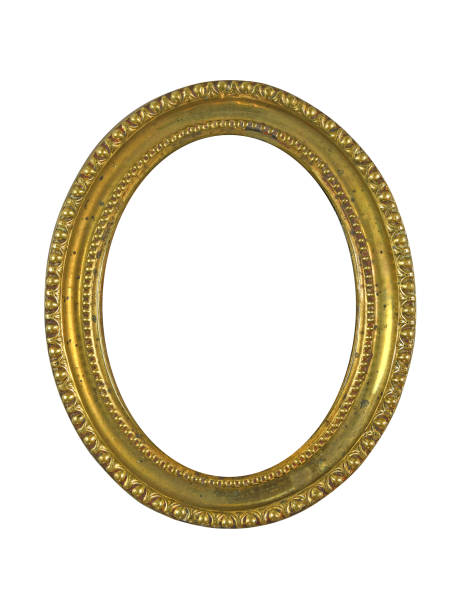 istock Vintage retro oval metal frame for photo or mirror 1372808997
