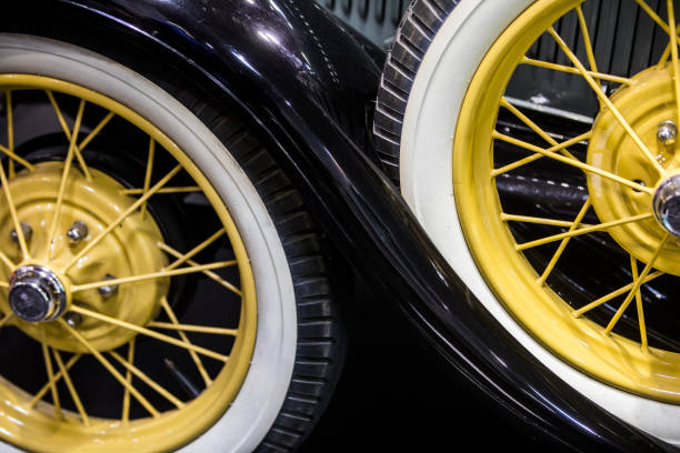 istock Spare wheel on classic retro car 1372810515