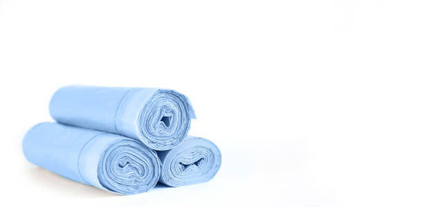 istock Rolls of biodegradable plastic bio bags isolated on white background 1372812531