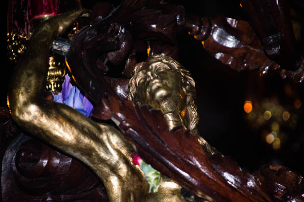 Detail of a Paso of the Holy Week of Seville in 2019, Holy Tuesday. \nDetails of el nazareno of the brotherhood of \