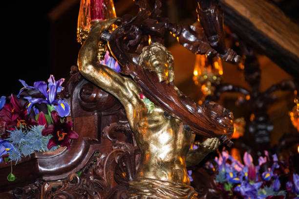 Detail of a Paso of the Holy Week of Seville in 2019, Holy Tuesday. \nDetails of el nazareno of the brotherhood of \