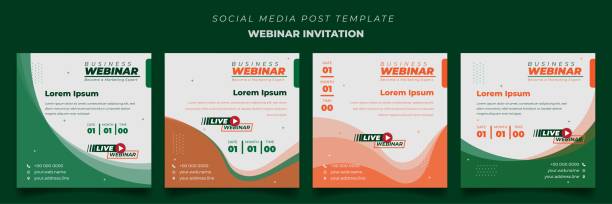 Social Media Post template with waving green and orange in white background for online advertising Social Media Post template with waving green and orange in white background for online advertising flyposting illustrations stock illustrations