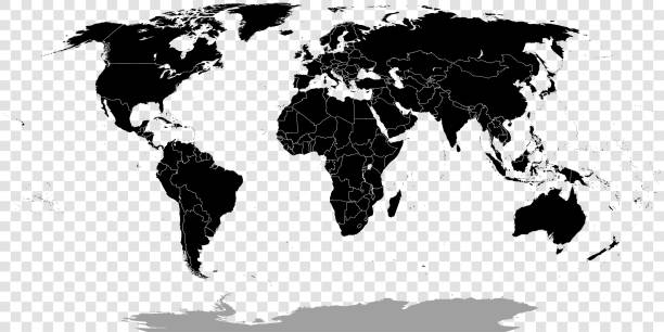 ilustrações, clipart, desenhos animados e ícones de mapa do mundo em fundo transparente - cada país em uma camada separada - outline mexico flat world map