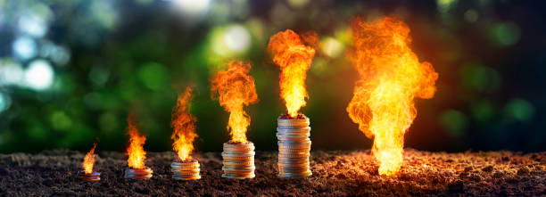 Gas Crisis - Expensive Energy  Concept - Money And Natural Propane stock photo