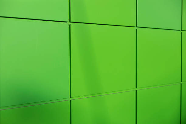 istock Green panels. Architecture details. Modern building. Store cladding. 1372823639