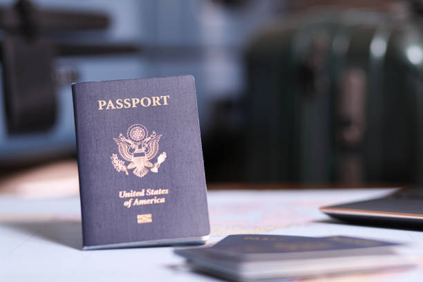 istock Travel: USA Passports, luggage. 1372830021