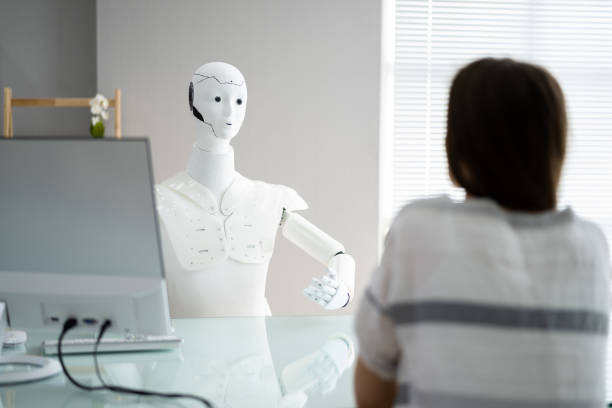 istock Female Patient Treatment By Robot Doctor 1372832132